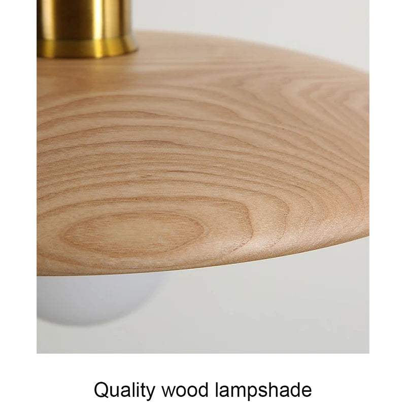 Wooden lampshade with a white base on a light gray background