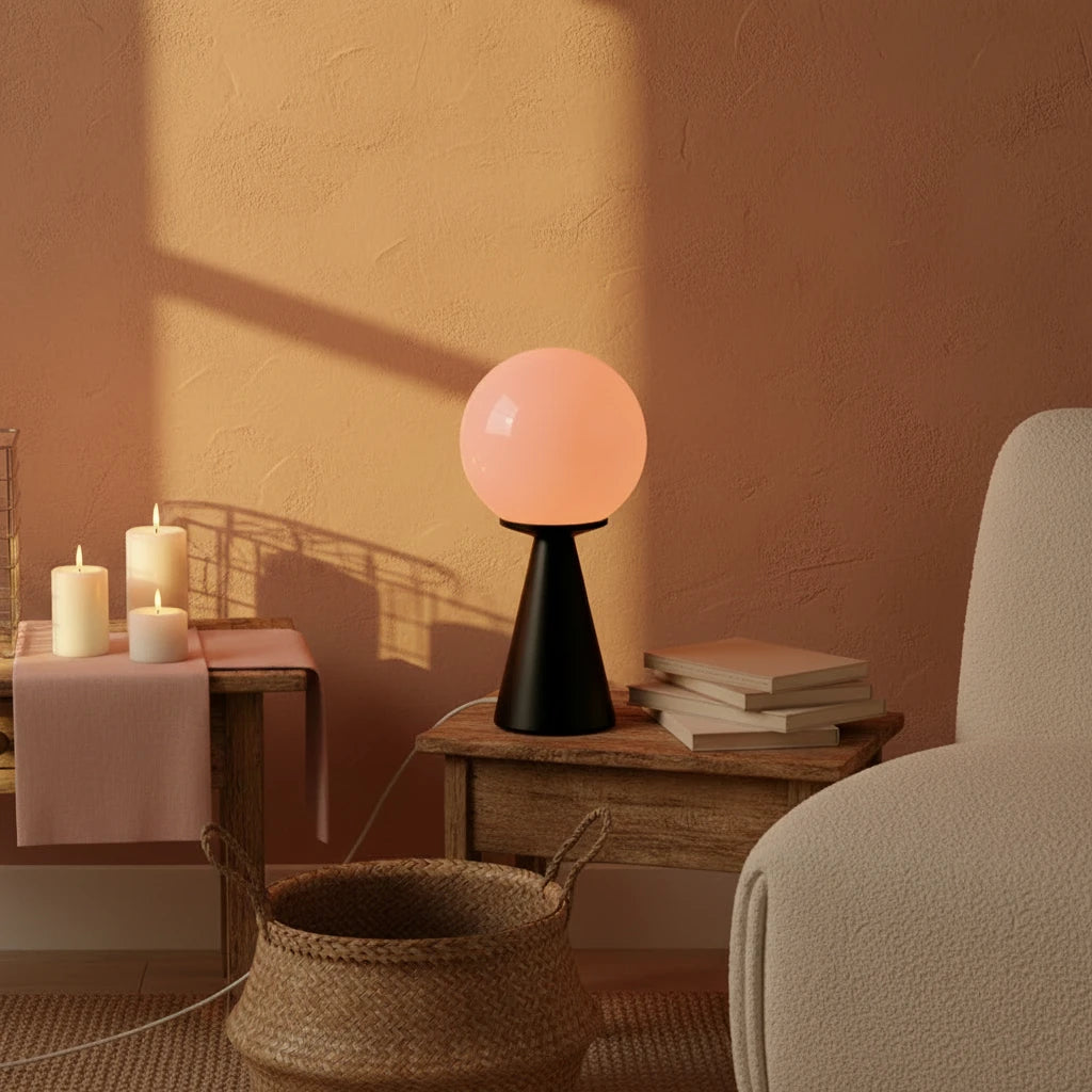 Contrast Sphere Glass Table Lamp | Two-Tone Nordic Bedside Lamp for Bedroom & Living Room