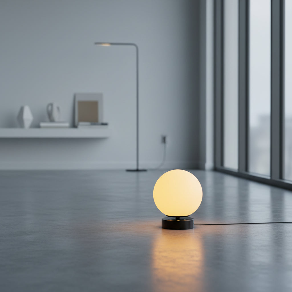 Glass Globe Table Lamp – Dimmable, Rechargeable & Cordless