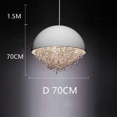 Crystal Glass Round Chandelier | Modern Minimalist | Living Room & Dining Room