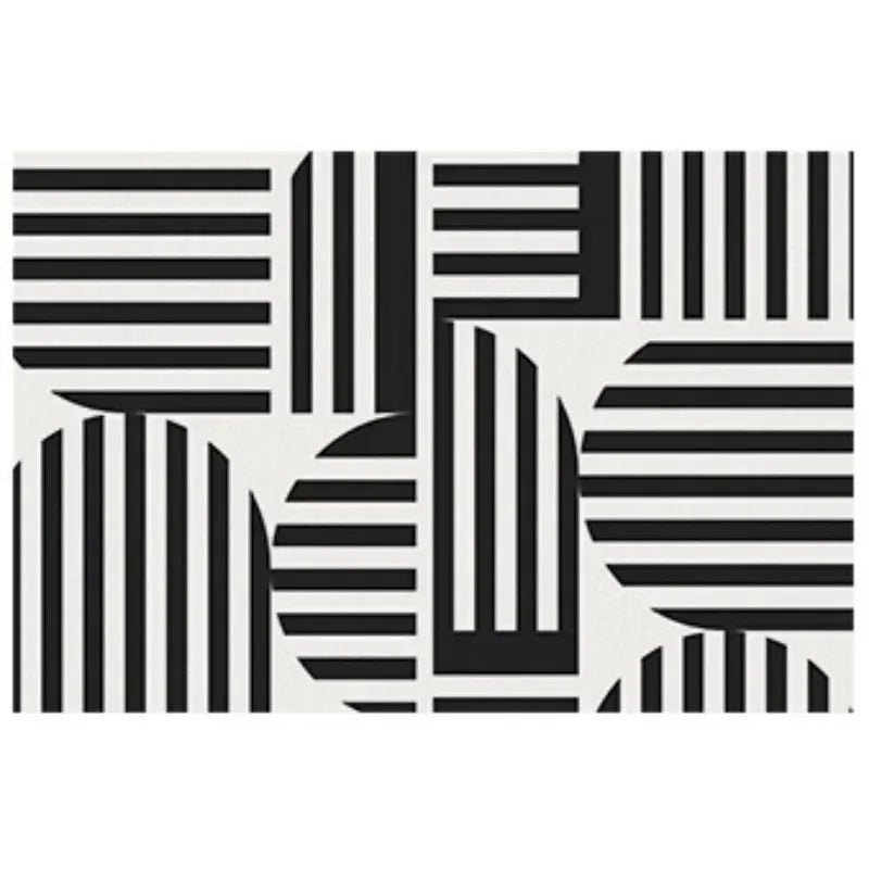 Black & White Plaid Plush Area Rug | Soft Fluffy Carpet for Living Room & Bedroom