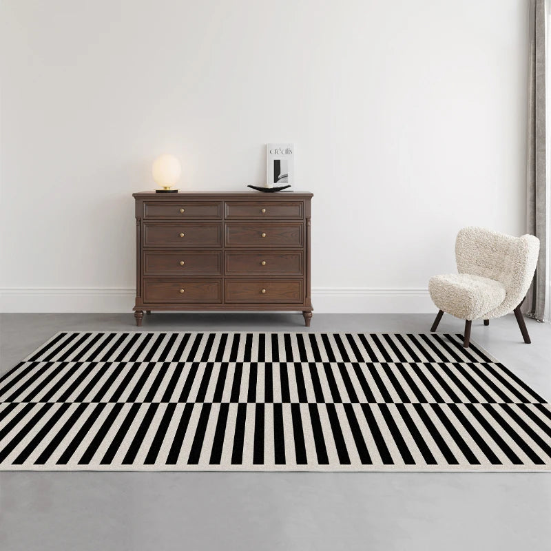 Black & White Plaid Plush Rug