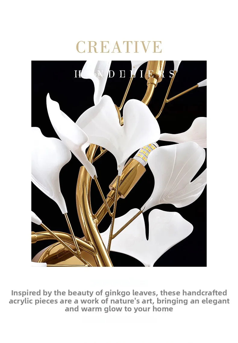 Luxury Acrylic Ginkgo Leaf Wall Lamp | Dimmable LED Gold