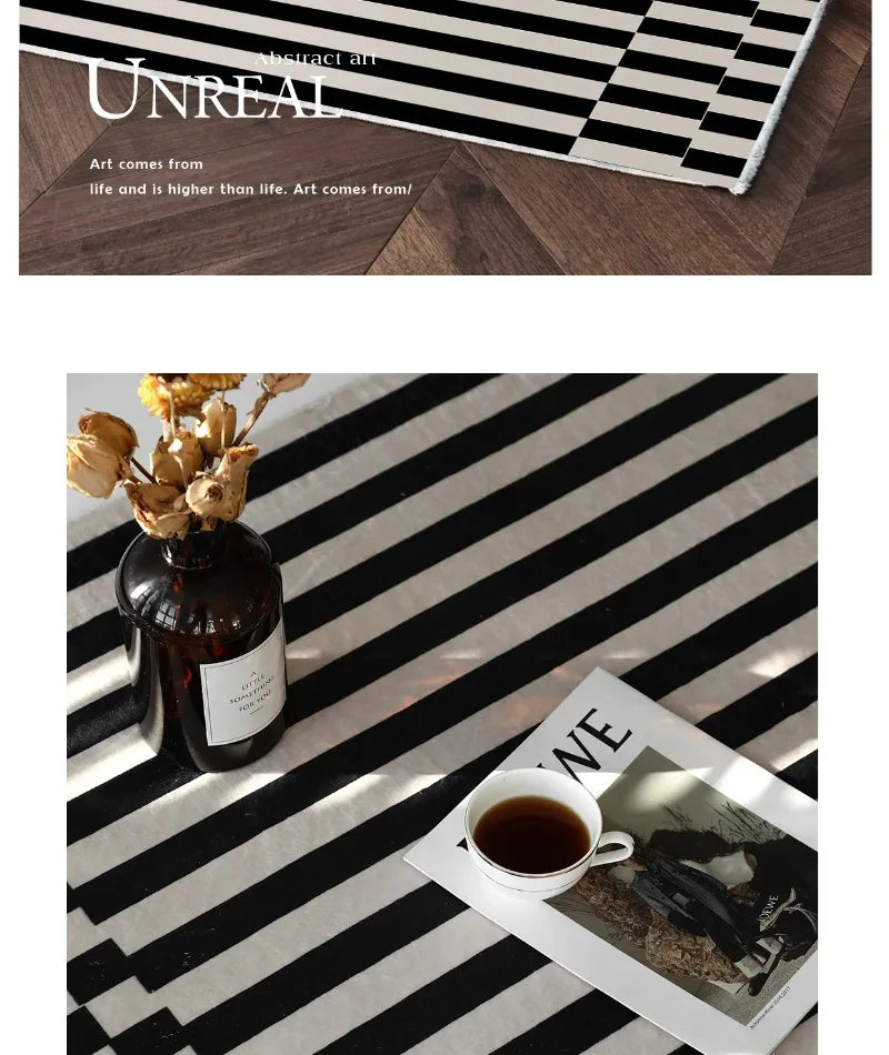 Black & White Plaid Plush Rug