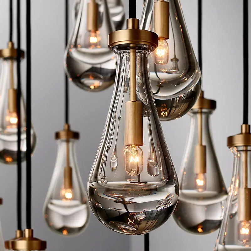 Water Drop Crystal Chandelier | Modern Vintage | Gold or Black | 1 to 31 Lights