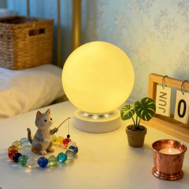 Glass Globe Table Lamp – Dimmable, Rechargeable & Cordless