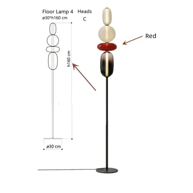 Italian Coloured Glass LED Floor Lamp