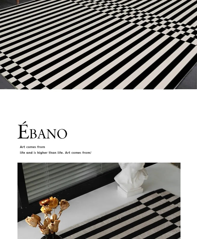 Black & White Plaid Plush Rug