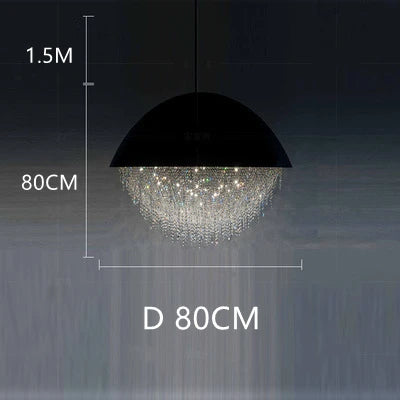 Crystal Glass Round Chandelier | Modern Minimalist | Living Room & Dining Room