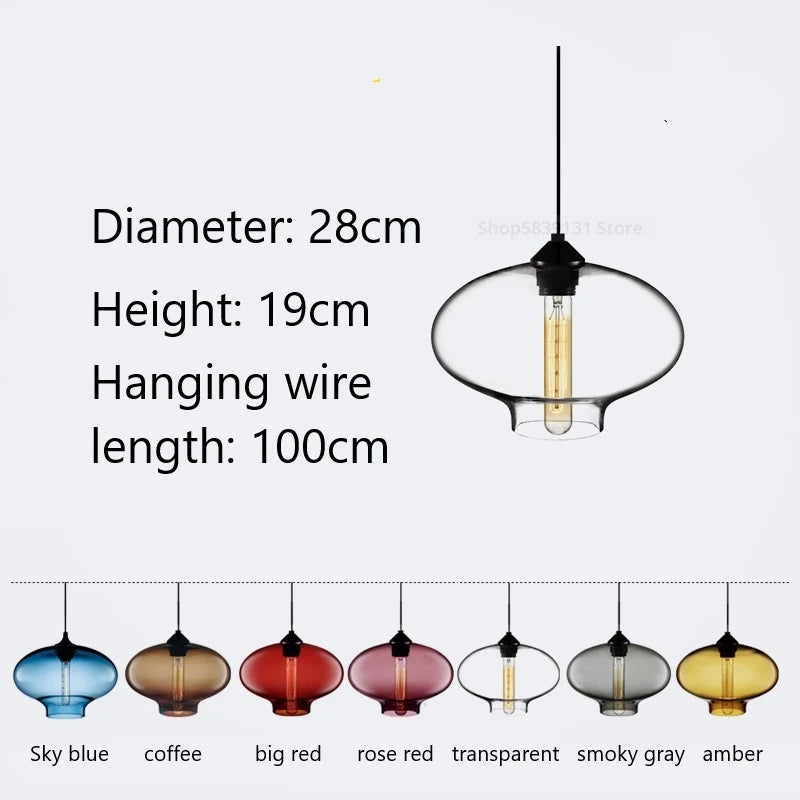 Nordic Stained Glass Pendant Light | Colourful Hanging Lamp for Dining Room & Kitchen