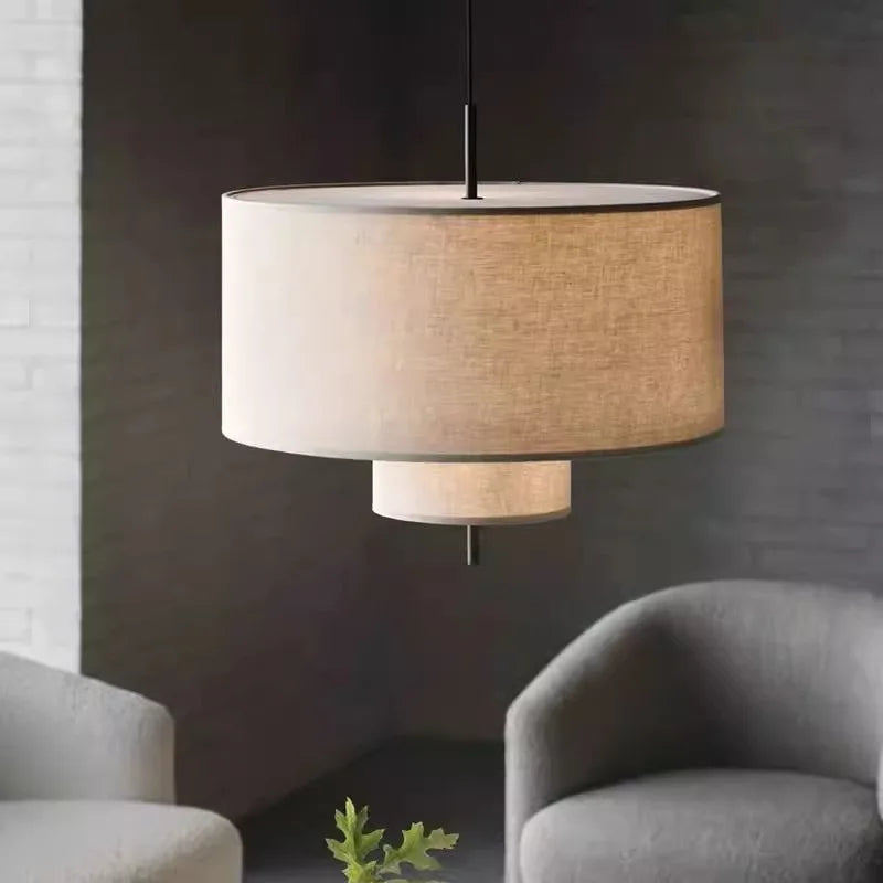 Wabi-Sabi Linen Pendant Lamp | Handmade Cloth Chandelier