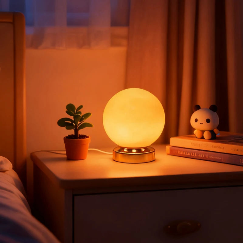 Glass Globe Table Lamp – Dimmable, Rechargeable & Cordless