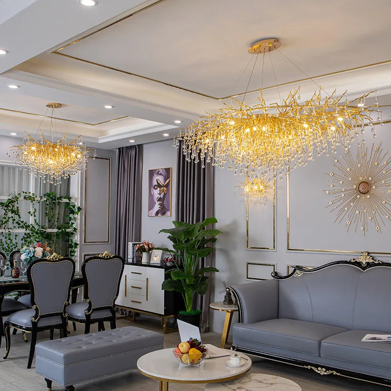Nordic Crystal Chandelier | Chrome & Gold | Dining Room & Living Room
