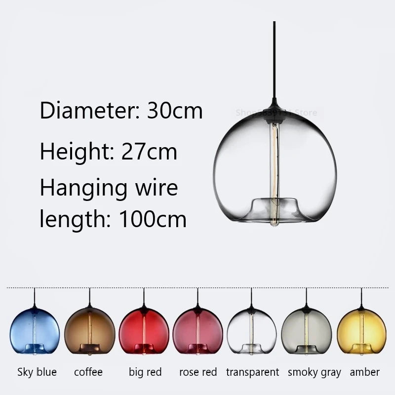 Nordic Stained Glass Pendant Light | Colourful Hanging Lamp for Dining Room & Kitchen