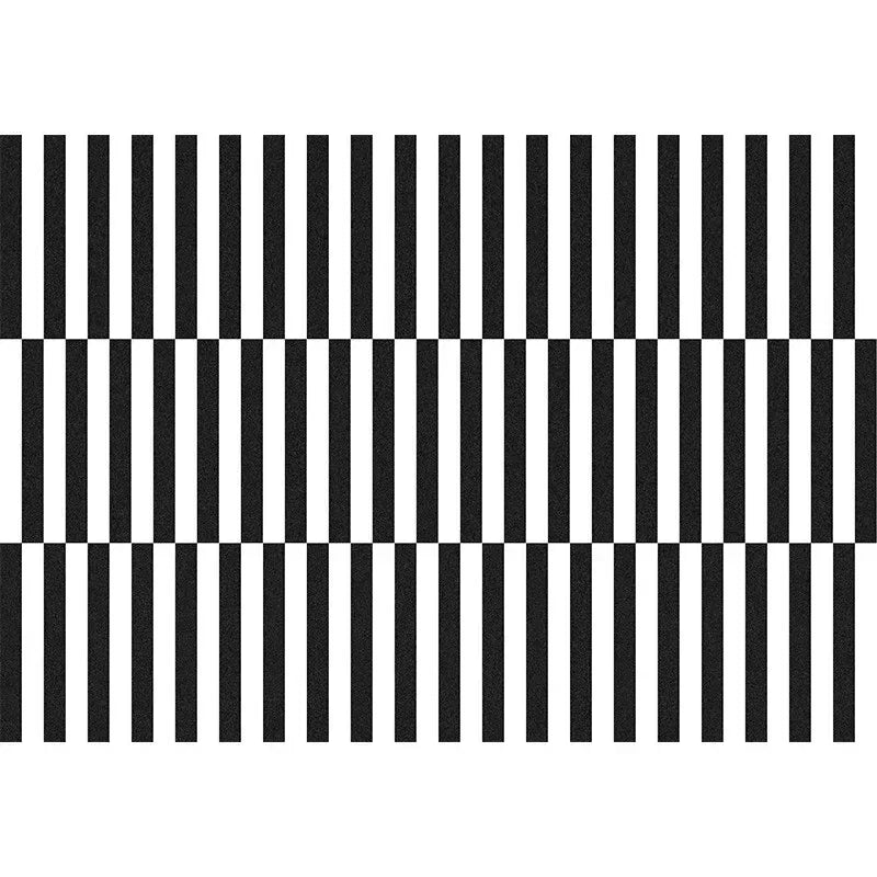 Black & White Plaid Plush Area Rug | Soft Fluffy Carpet for Living Room & Bedroom