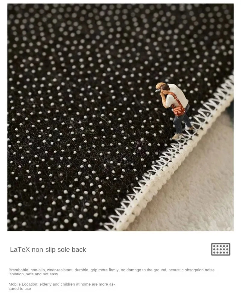 Black & White Plaid Plush Rug
