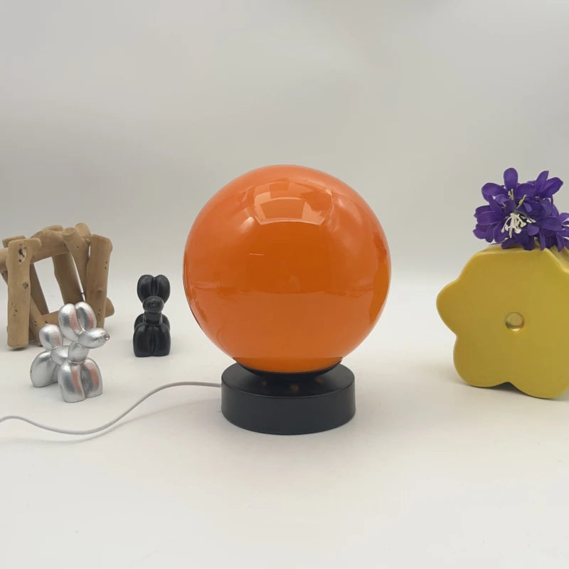 Glass Globe Table Lamp – Dimmable, Rechargeable & Cordless
