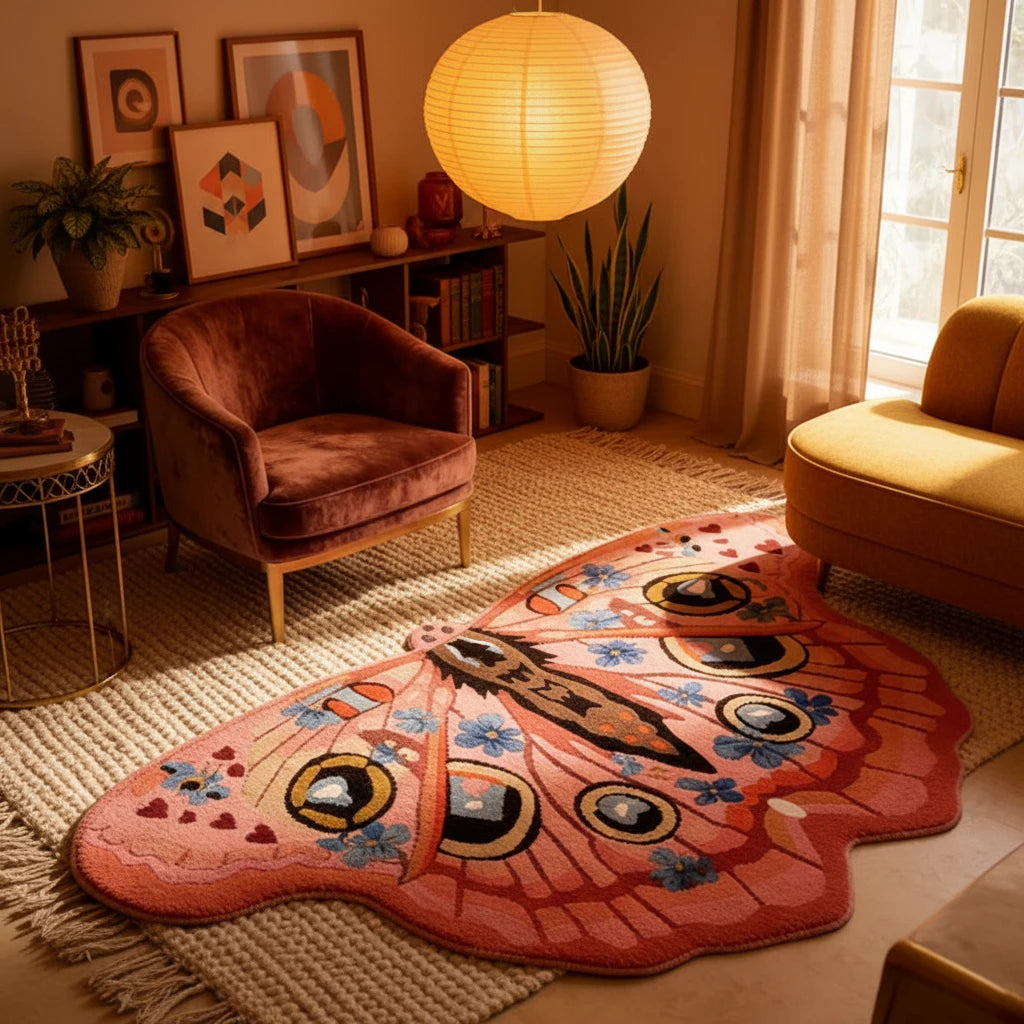 Butterfly-Shaped Plush Area Rug | Soft Non-Slip Carpet