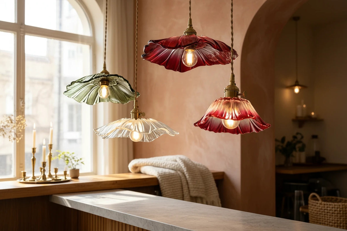 Flower Glass Pendant Light | Nordic Art Deco Hanging Lamp