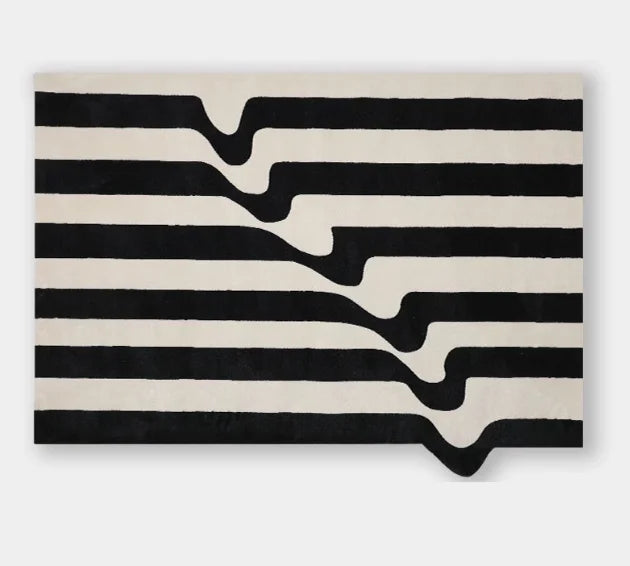 Black & White Plaid Plush Area Rug | Soft Fluffy Carpet for Living Room & Bedroom