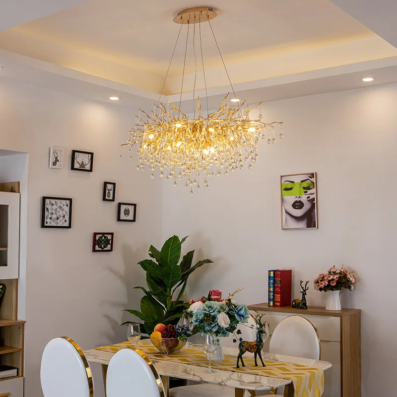 Nordic Crystal Chandelier | Chrome & Gold | Dining Room & Living Room
