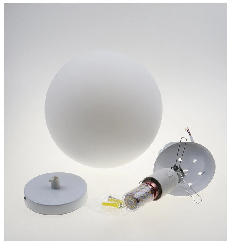 Globe Pendant Lamp | White Frosted Acrylic | Gold, Silver, Black or White