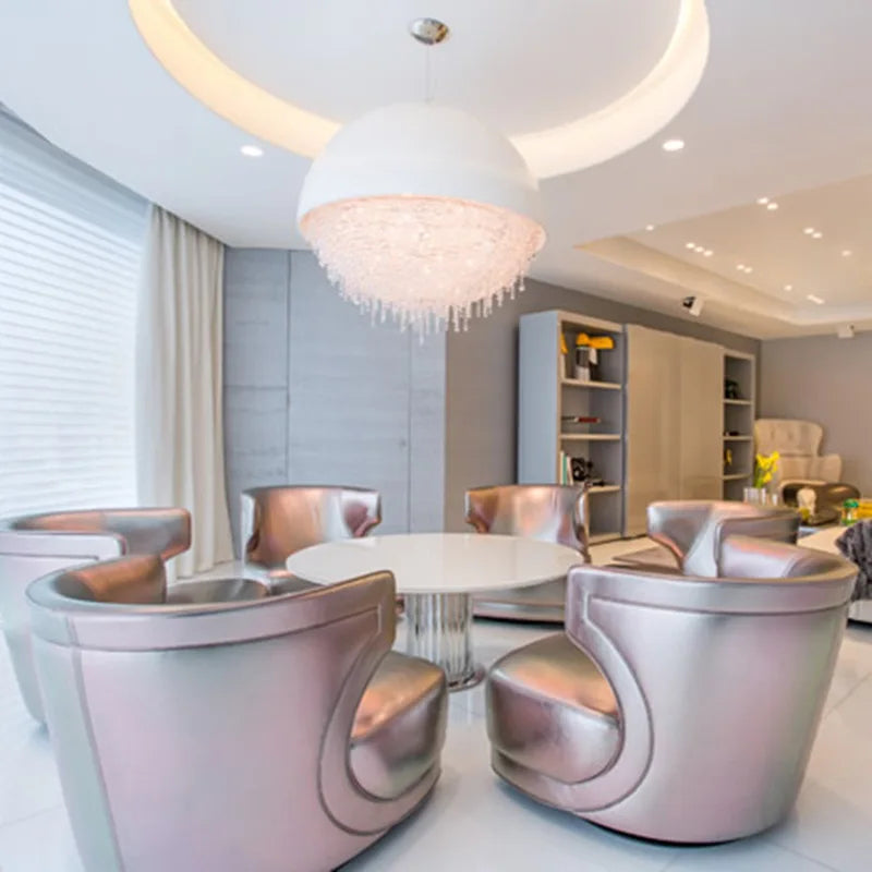 Crystal Glass Round Chandelier | Modern Minimalist | Living Room & Dining Room