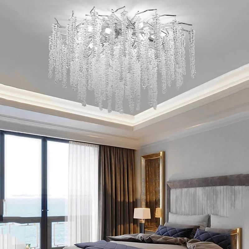 Round K9 Crystal Chandelier | Gold & Silver | Bedroom, Living Room & Dining Room