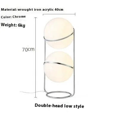 Chrome Globe Floor Lamp | Sculptural Art Deco | White or Amber Acrylic