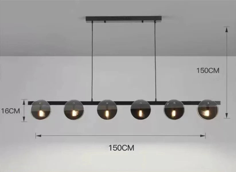 Nordic Glass Pendant Light | Smoke Grey & Gold | Dining Room & Living Room
