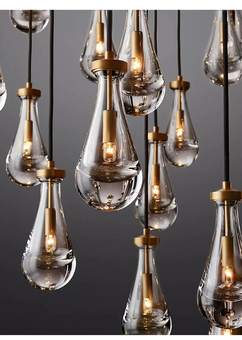Water Drop Crystal Chandelier | Modern Vintage | Gold or Black | 1 to 31 Lights