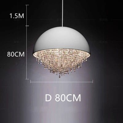 Crystal Glass Round Chandelier | Modern Minimalist | Living Room & Dining Room