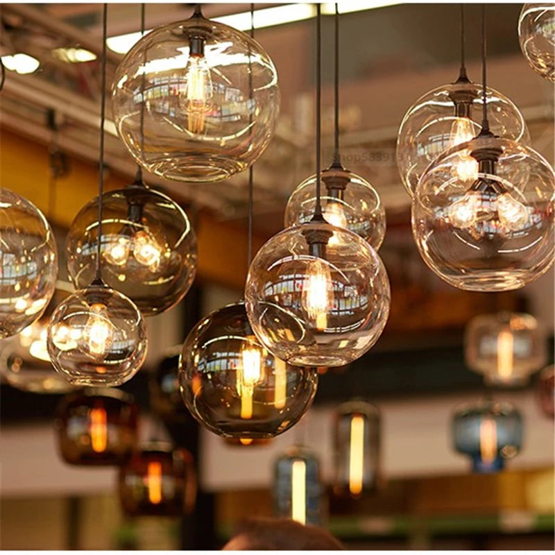 Nordic Stained Glass Pendant Light | Colourful Hanging Lamp for Dining Room & Kitchen