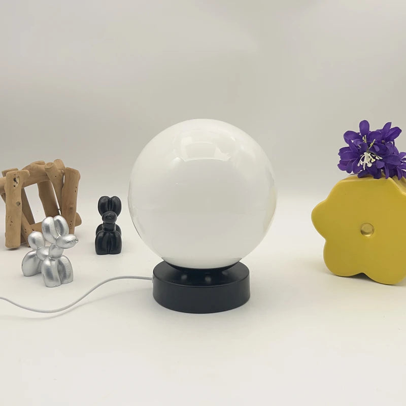 Cordless Glass Globe Table Lamp | Rechargeable LED Ambient Light for Bedroom, Living Room & Patio