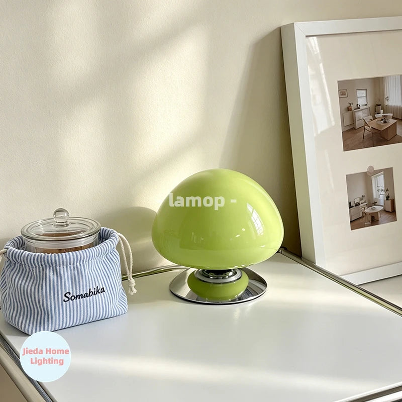Mushroom Cove Glass Table Lamp – Dimmable Retro Bedside Light