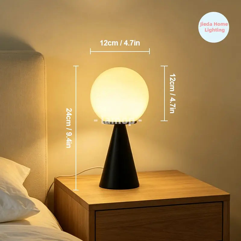 Contrast Sphere Glass Table Lamp | Two-Tone Nordic Bedside Lamp for Bedroom & Living Room