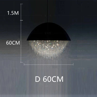 Crystal Glass Round Chandelier | Modern Minimalist | Living Room & Dining Room