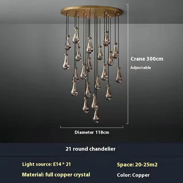 Water Drop Crystal Chandelier | Modern Vintage | Gold or Black | 1 to 31 Lights