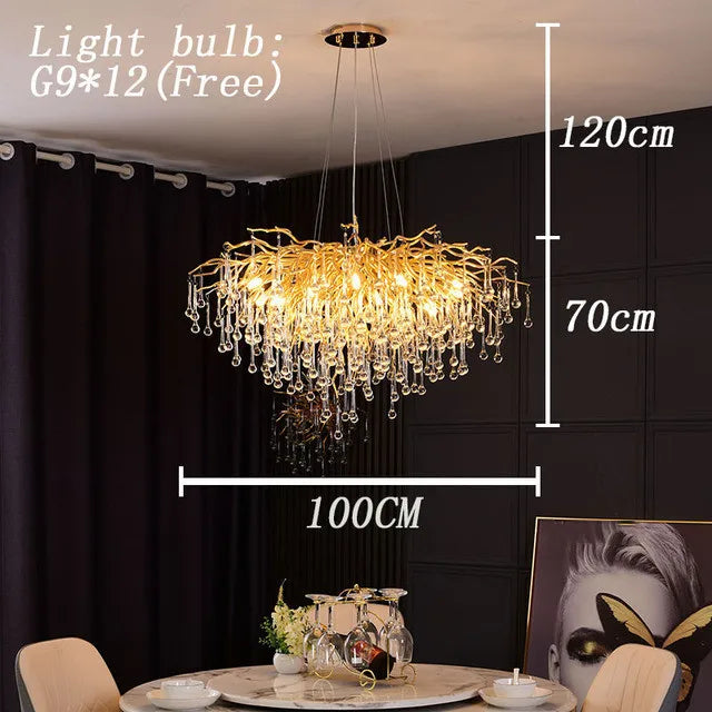 Nordic Crystal Chandelier | Chrome & Gold | Dining Room & Living Room