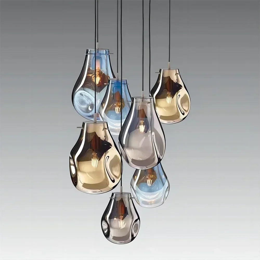 Lustre Gouttes de Verre Multicolore