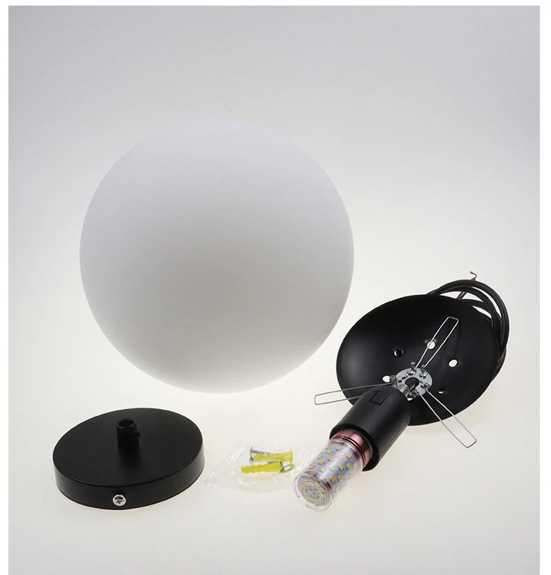 Globe Pendant Lamp | White Frosted Acrylic | Gold, Silver, Black or White
