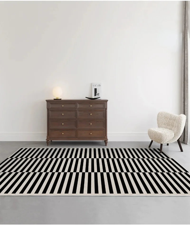 Black & White Plaid Plush Rug
