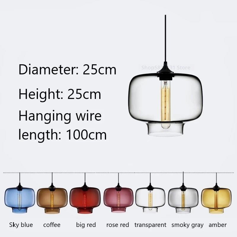Nordic Stained Glass Pendant Light | Colourful Hanging Lamp for Dining Room & Kitchen