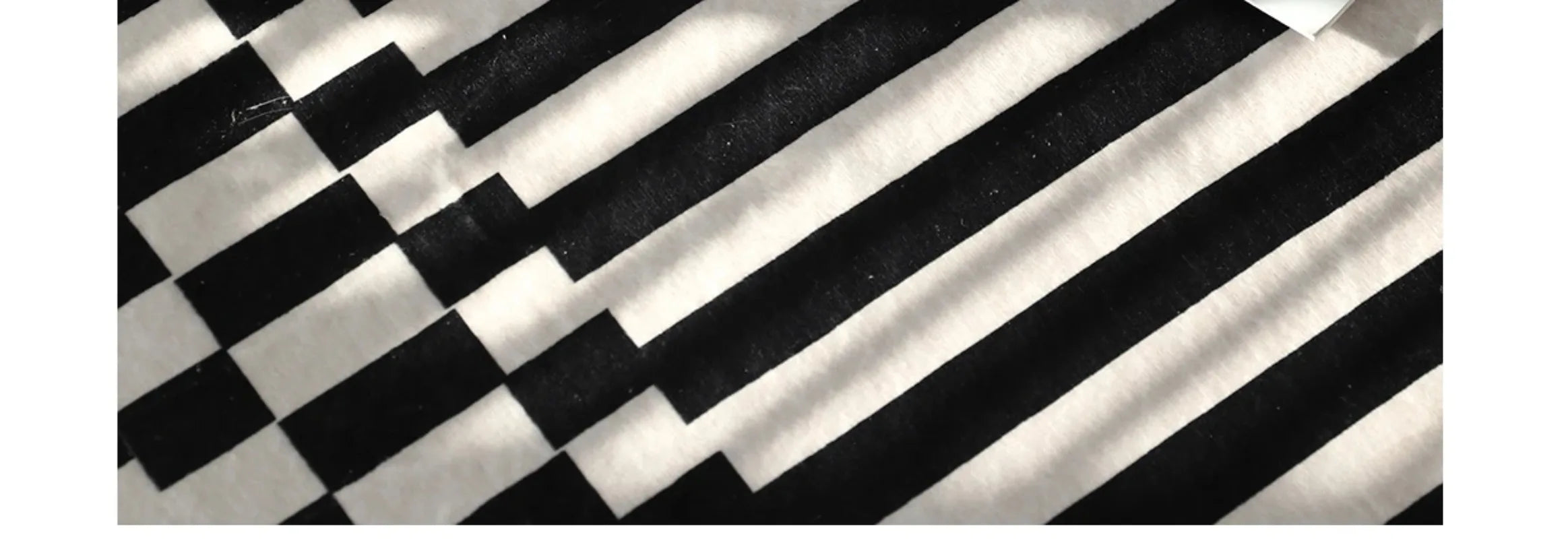 Black & White Plaid Plush Rug