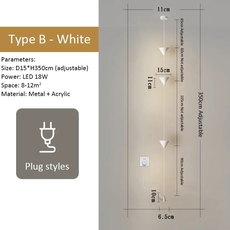 Linear LED Pendant Light | Minimalist Italian Design | Black or White | 80–120 cm