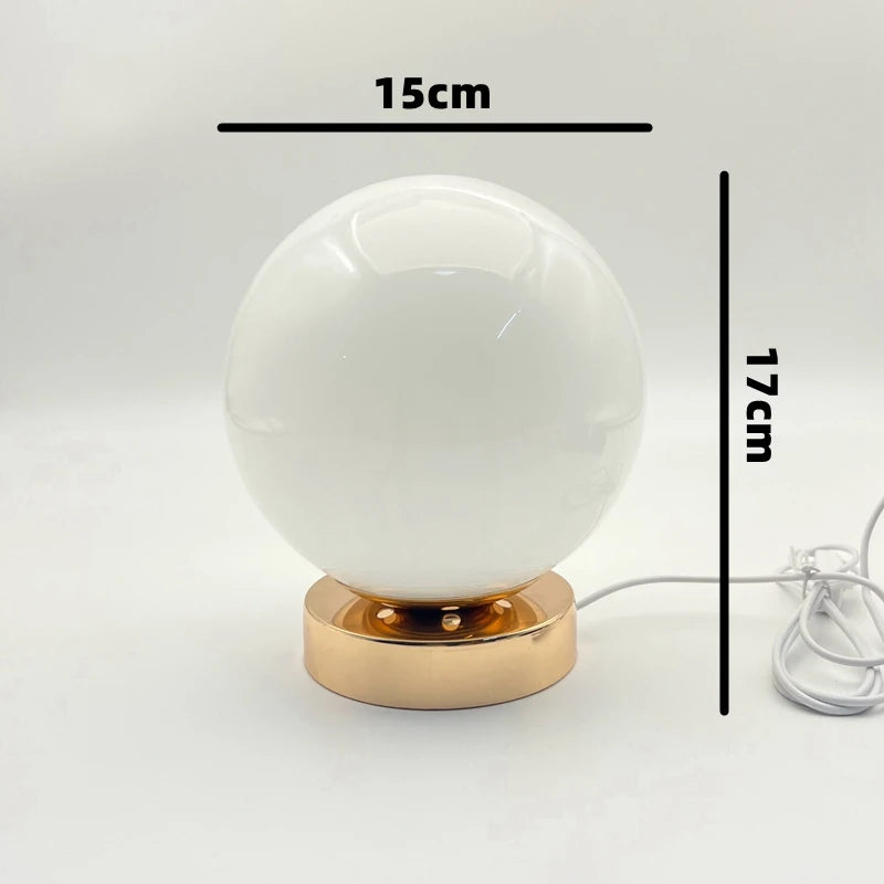 Glass Globe Table Lamp – Dimmable, Rechargeable & Cordless