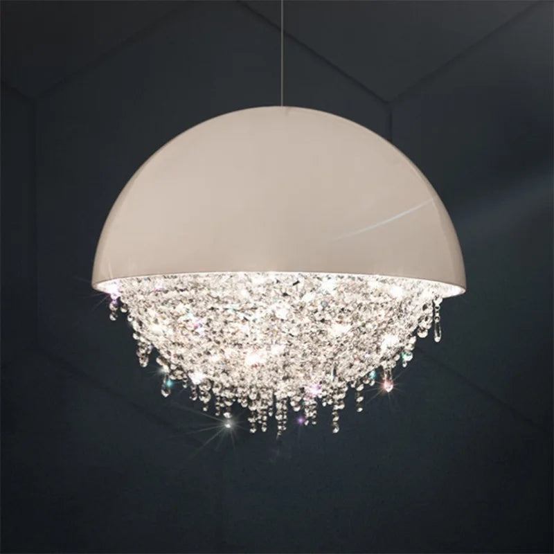 Crystal Glass Round Chandelier | Modern Minimalist | Living Room & Dining Room