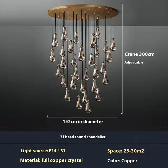 Water Drop Crystal Chandelier | Modern Vintage | Gold or Black | 1 to 31 Lights