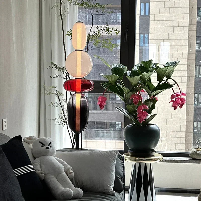Italian Coloured Glass LED Floor Lamp
