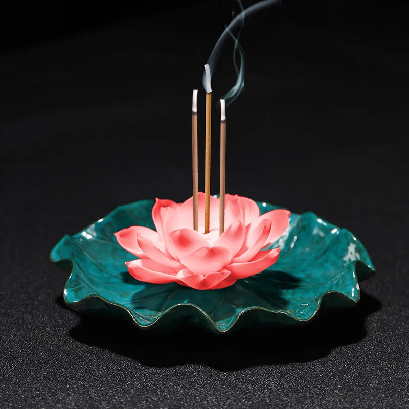 Ceramic Lotus Incense Burner | Handmade Zen Meditation Incense Holder for Home & Yoga Decor